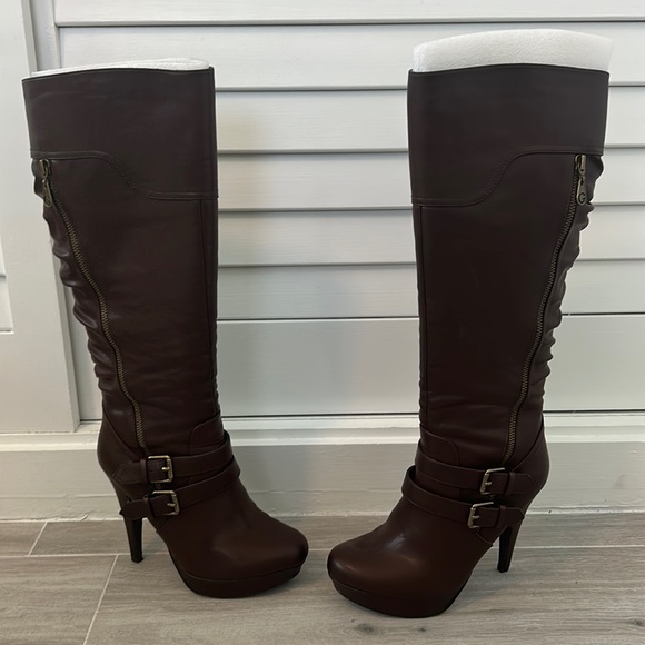 Guess Dark Brown Danjer Knee High Boots - Picture 2 of 7